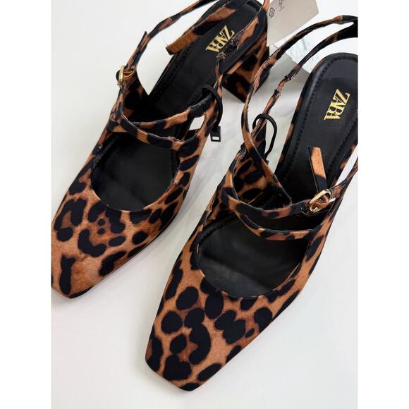 ZARA Leopard Print Mary Jane Block Heels NWT – Animal Print Buckled Strap Shoes - Picture 9 of 16